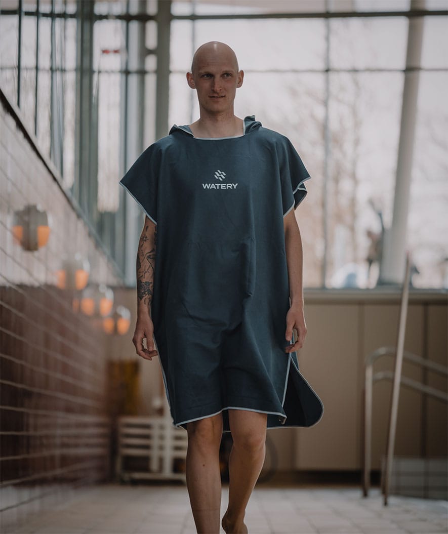 Watery Badeponcho für Erwachsene - Mikrofaser - Dunkelblau