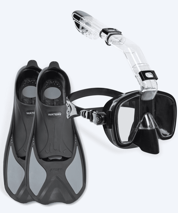 Watery Schnorchelset für Kinder - Pike/Pearl - Schwarz