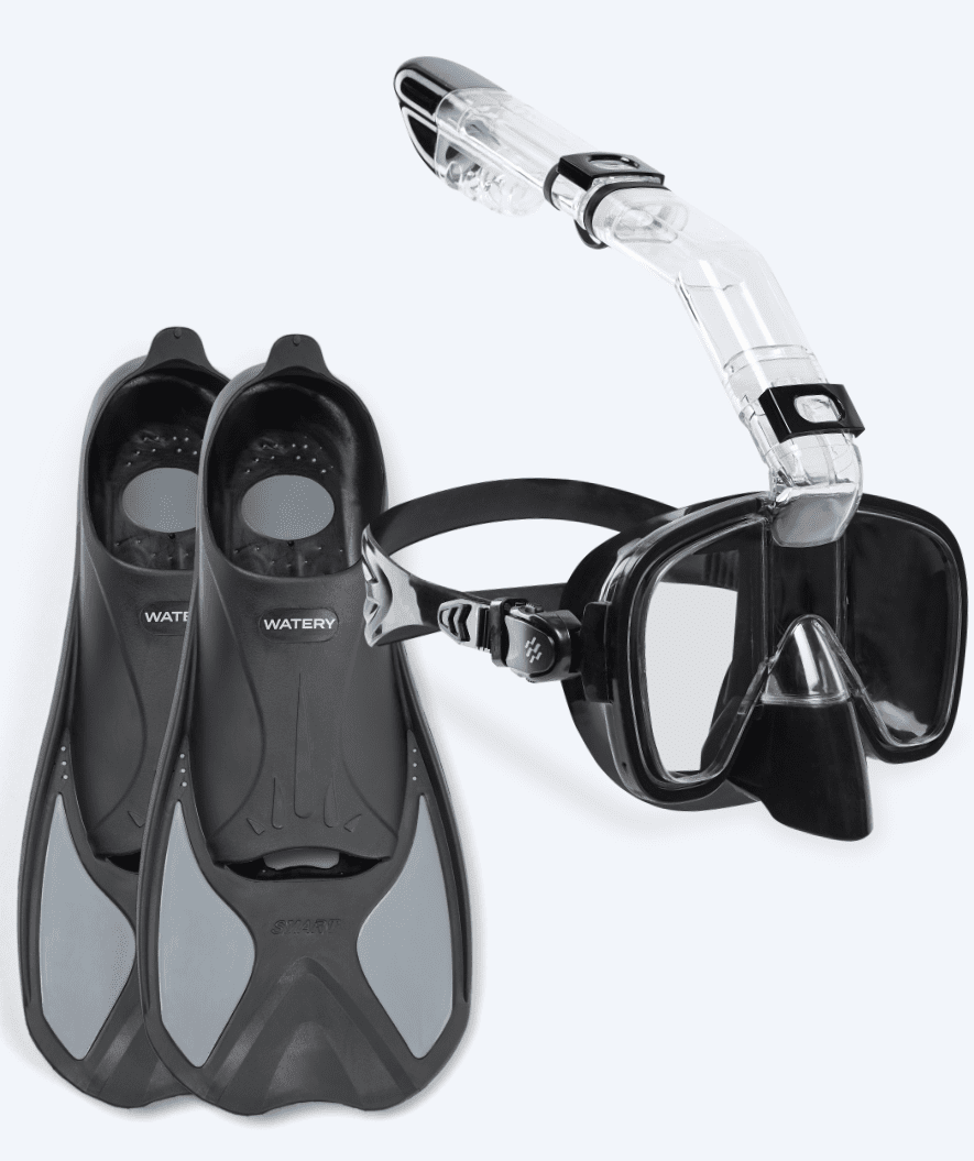 Watery Schnorchelset für Kinder - Pike/Pearl - Schwarz