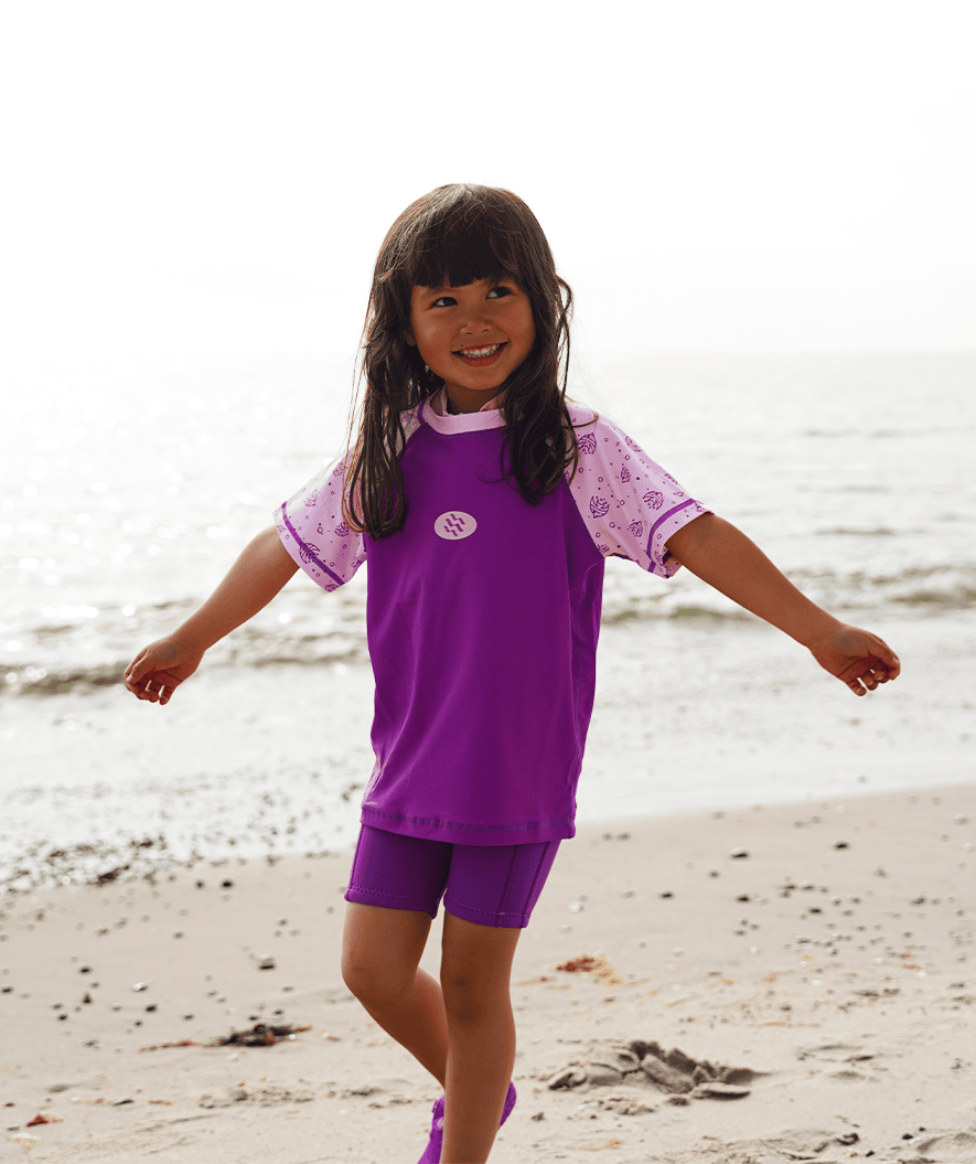 Watery UV Shirt fur Kinder Brandman Short Sleeve Rashguard Rosa Lila