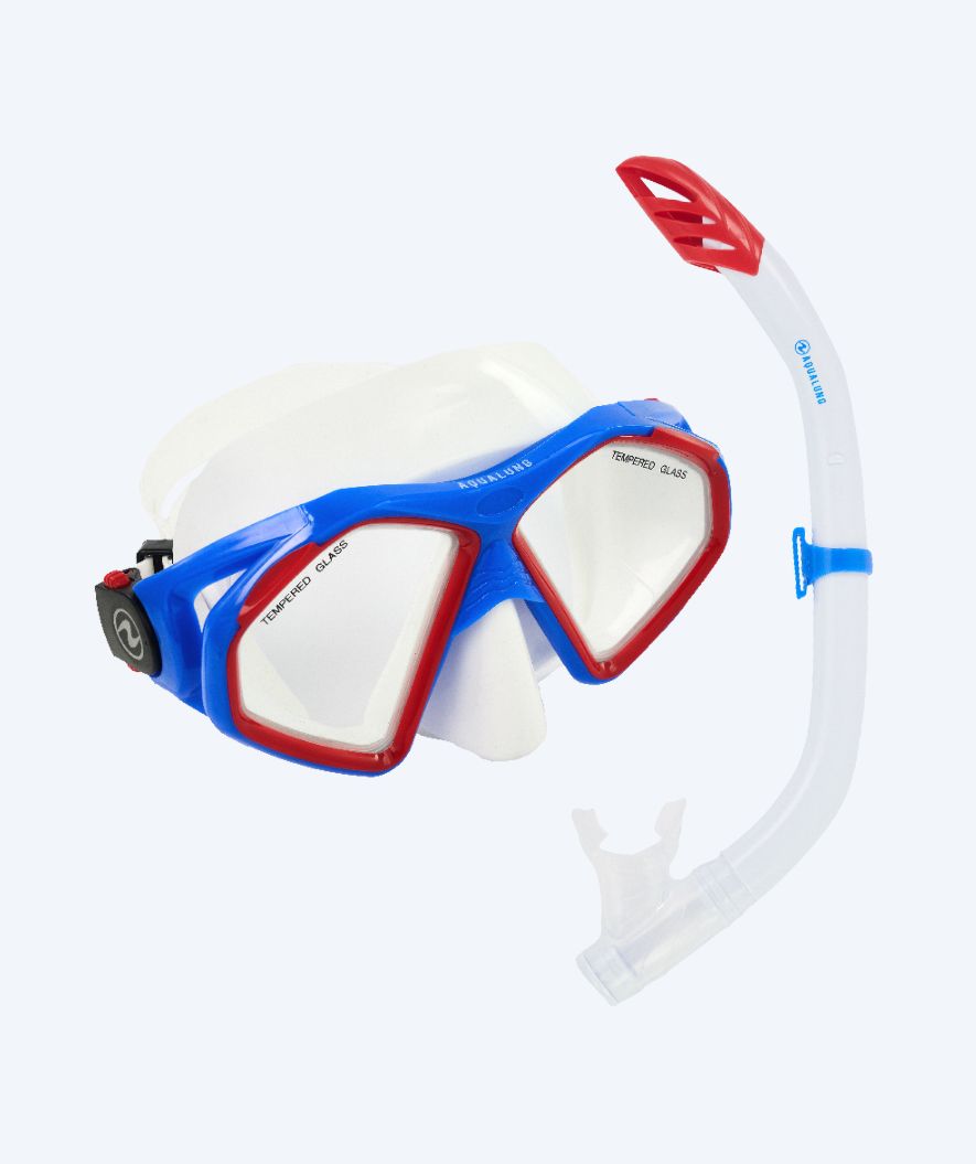 Aqualung Combo Schnorchelset für Erwachsene - Combo Hawkeye - Blau/Rot