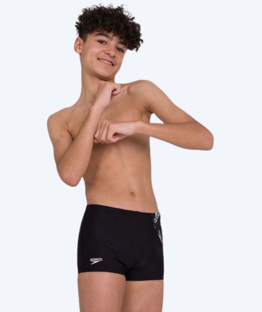 Speedo Aquashorts für Jungen - Allover Panel - Schwarz/Weiß