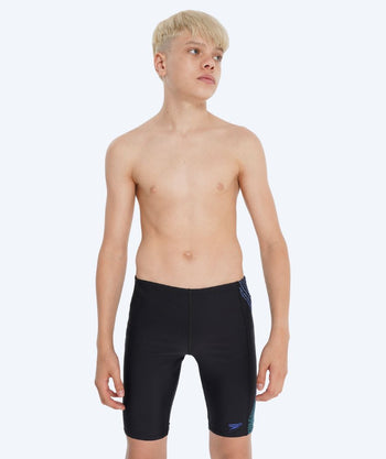 Speedo lange Badehose für Jungen - Plastisol Placement - Schwarz/dunkelblau