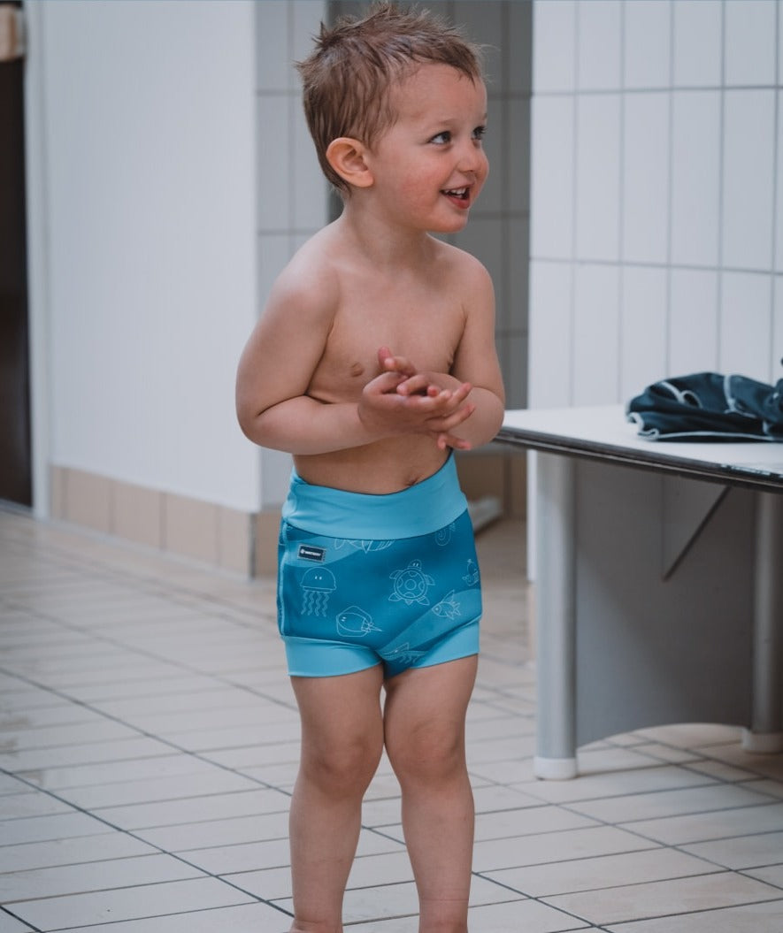 Watery Windelbadehose für Kinder - Neopren Swim Nappy - Purple Stripes