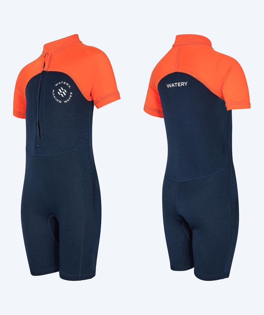 Watery UV Neoprenanzug für Kinder - Calypso Shorty - Orange/Blau