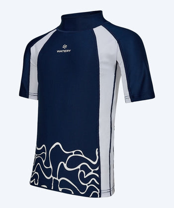Watery UV-Shirt für Kinder - Chilton Kurzarm Rashguard - Dunkelblau/weiß