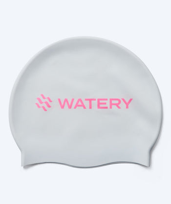Watery Badekappe - Signature Metallic - Weiß/Rosa
