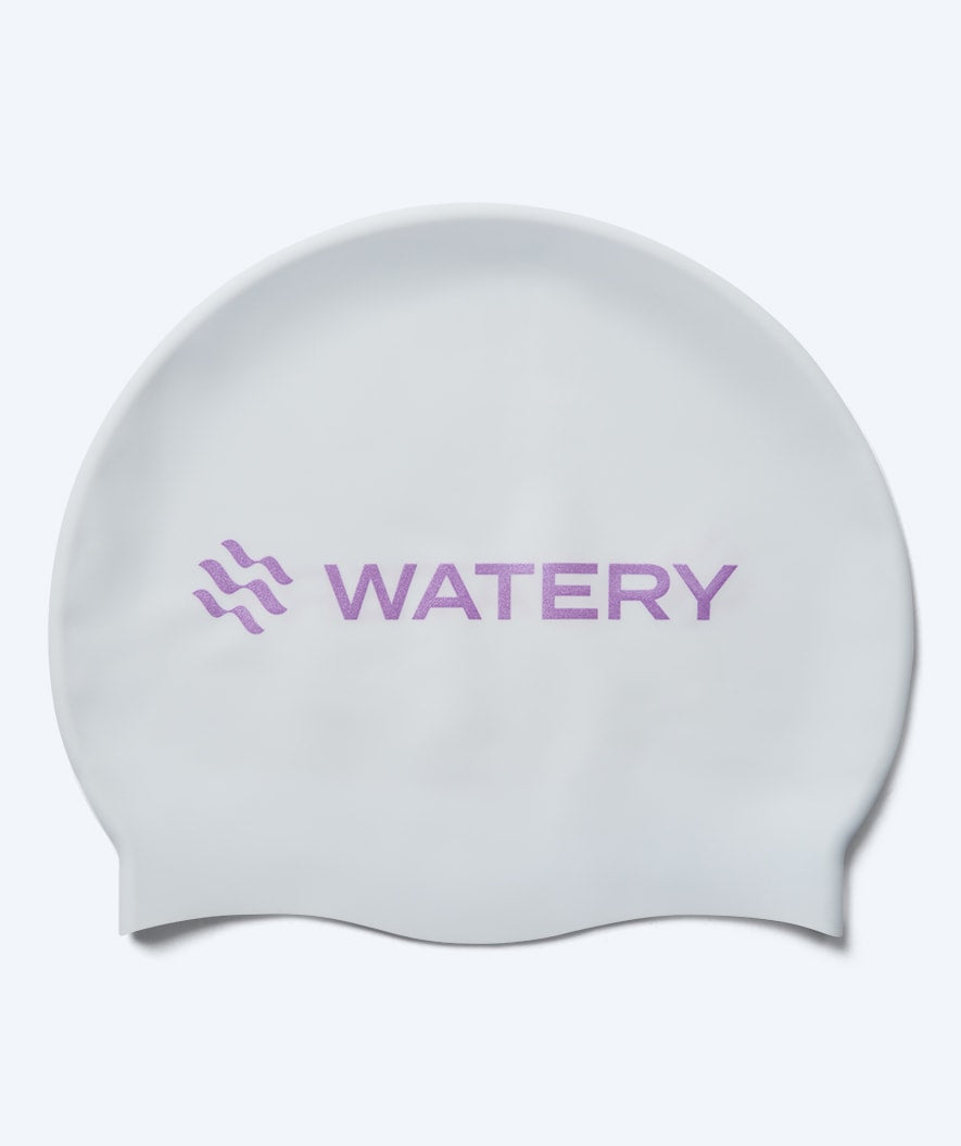 Watery Badekappe - Signature Metallic - Weiß/lila