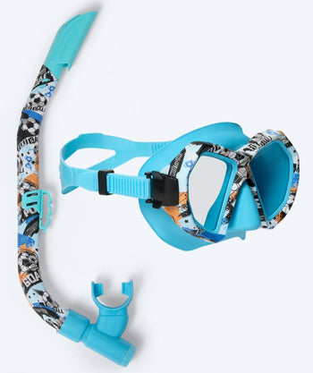 Watery Combo Schnorchelset für Junioren (8-15) - Riku Camo - Blau