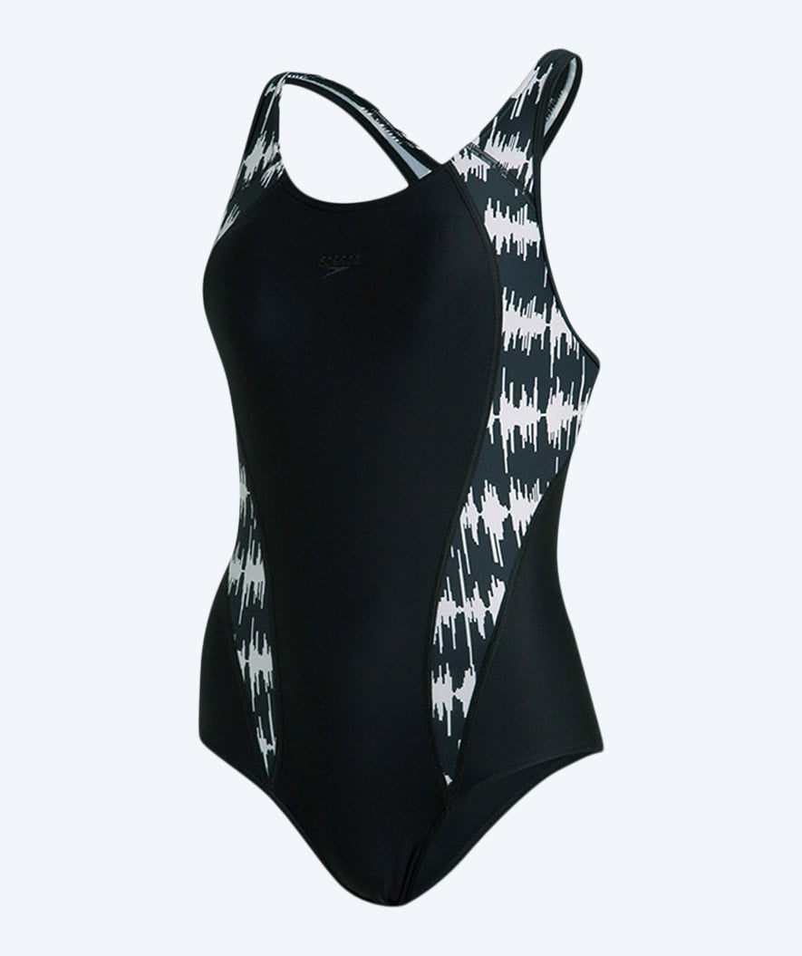 Speedo badeanzug für damen - Allover Panel Laneback - Schwarz/Weiß