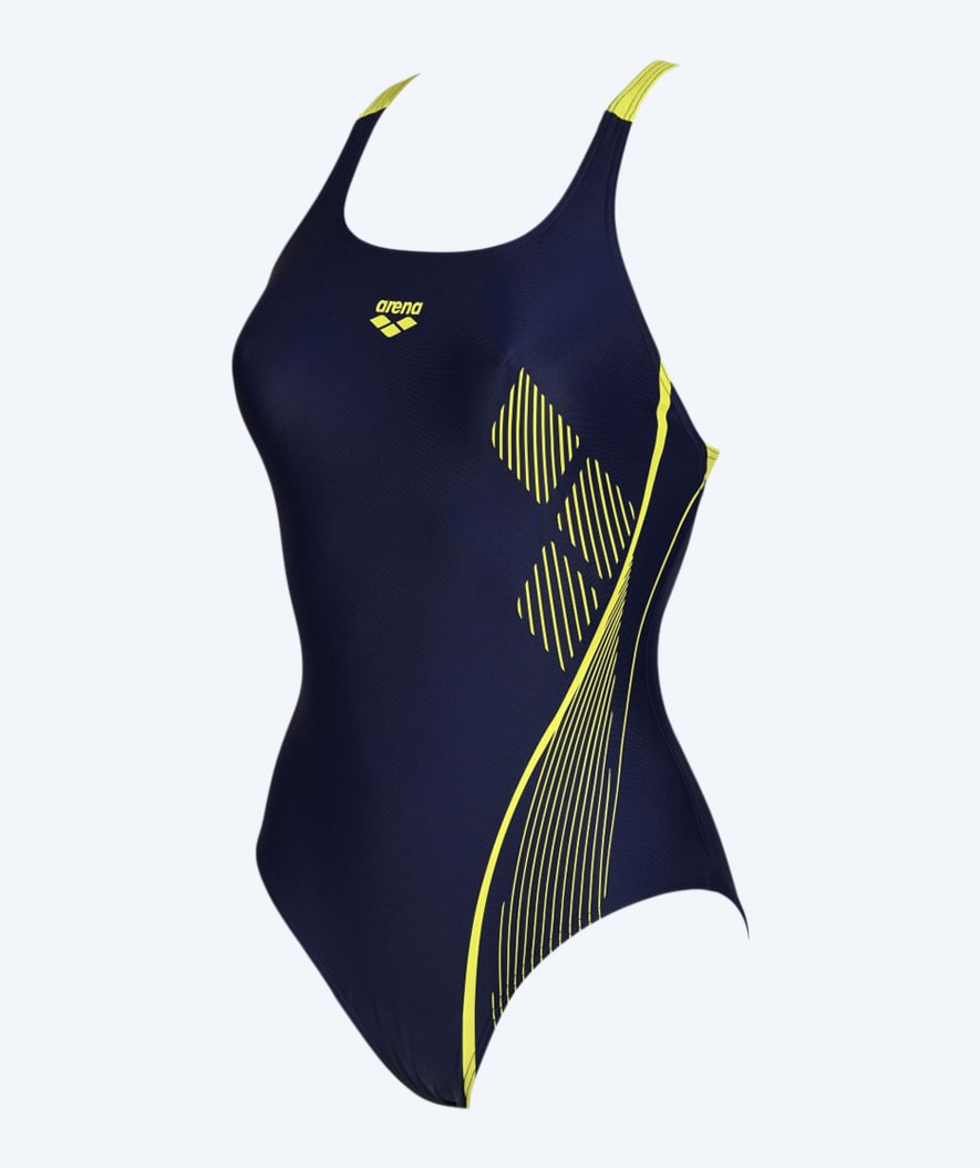 Arena Badeanzug für Damen - Swim Pro Back Graphic - Dunkelblau/Grün