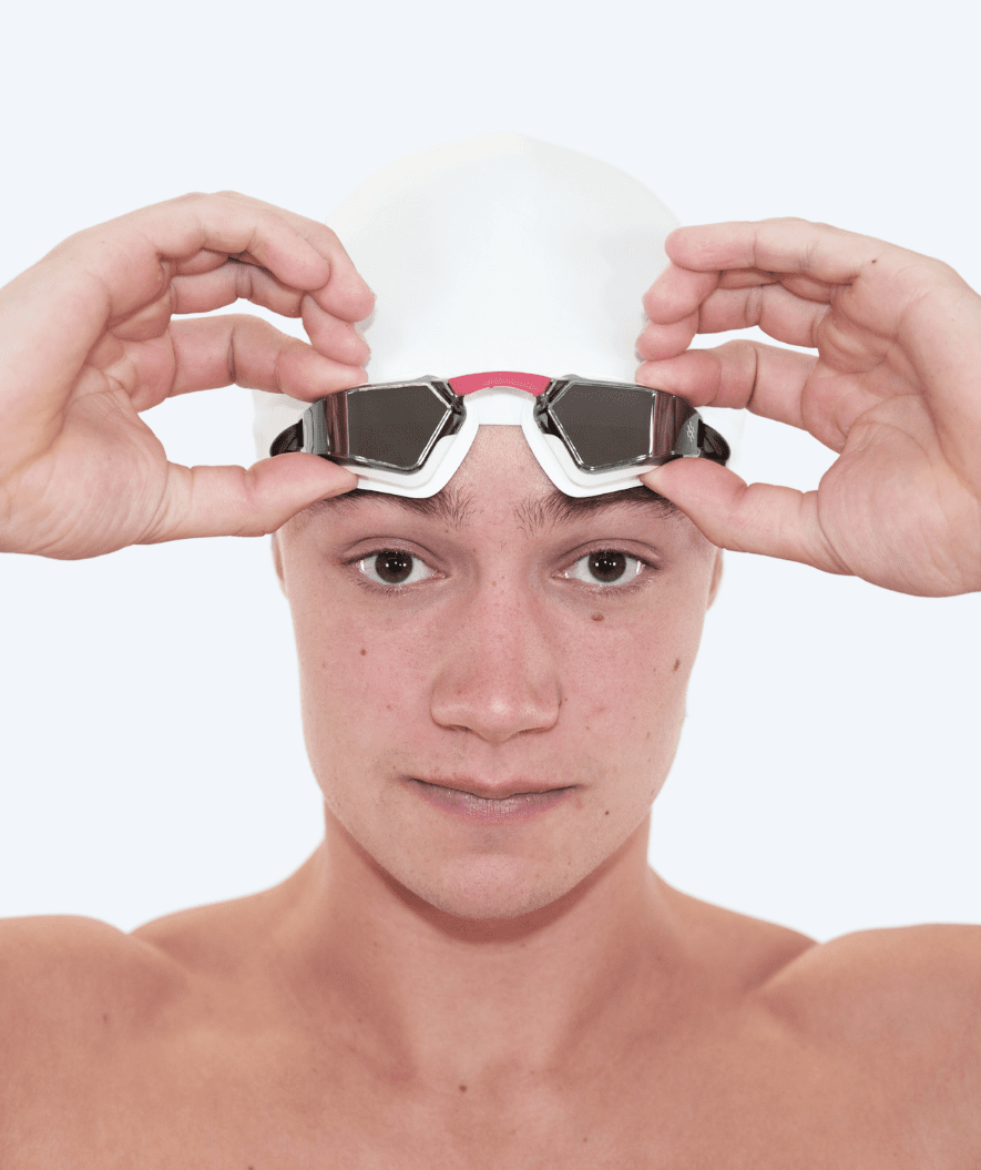 Watery Wettkampf-Schwimmbrille - Brooks Mirror - Weiß/Silber