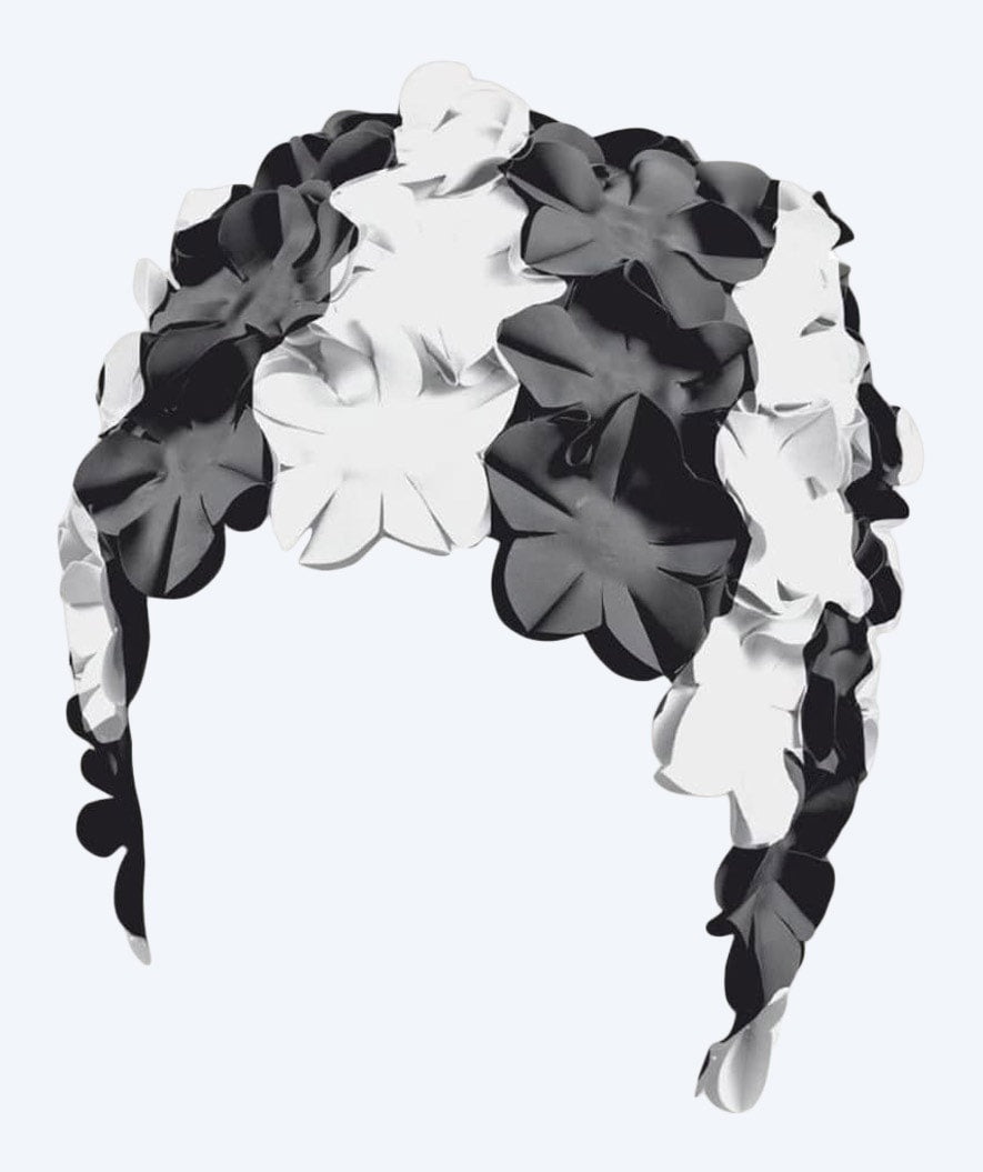 Beco Badehaube mit Blumen - Schwarz/Weiß