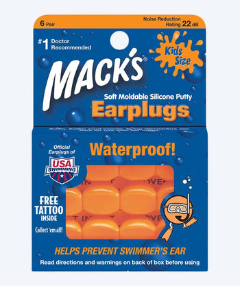 Mack's Ohrstöpsel für Kinder 6 Paar - Orange