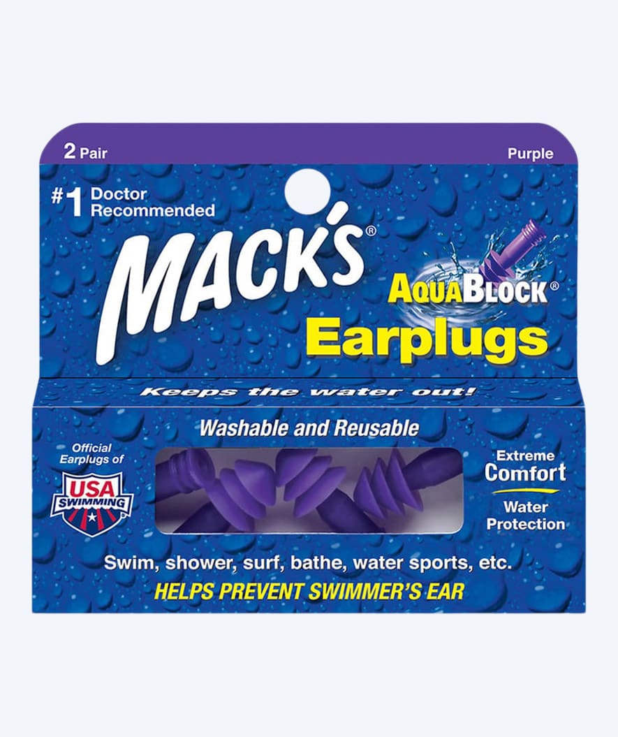Mack's Ohrstöpsel zum Schwimmen 2 Paar - Aqua Block - Lila