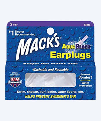 Mack's Ohrstöpsel zum Schwimmen 2 Paar - Aqua Block - Durchsichtig
