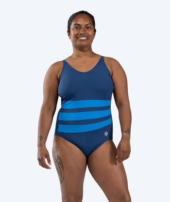 Watery Badeanzug mit Einlage für Damen - Mystique Stripes - Dunkelblau