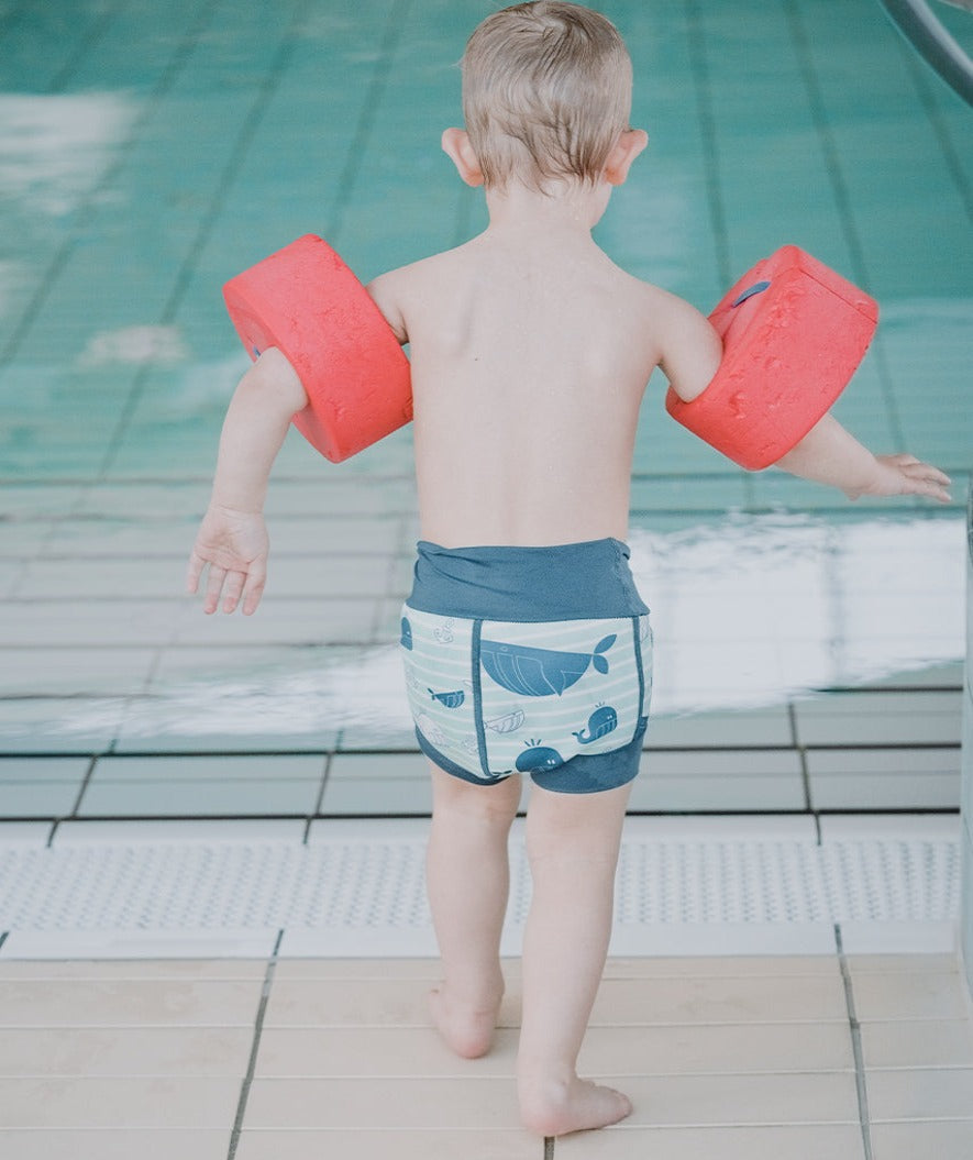 Watery Badehose für Kinder - Neopren Schwimmwindel - Purple Stripes