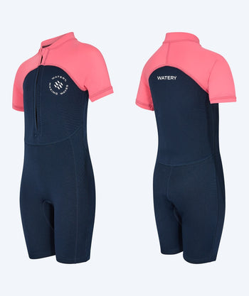Watery UV Anzug für Kinder - Calypso Shorty - Koralle/dunkelblau