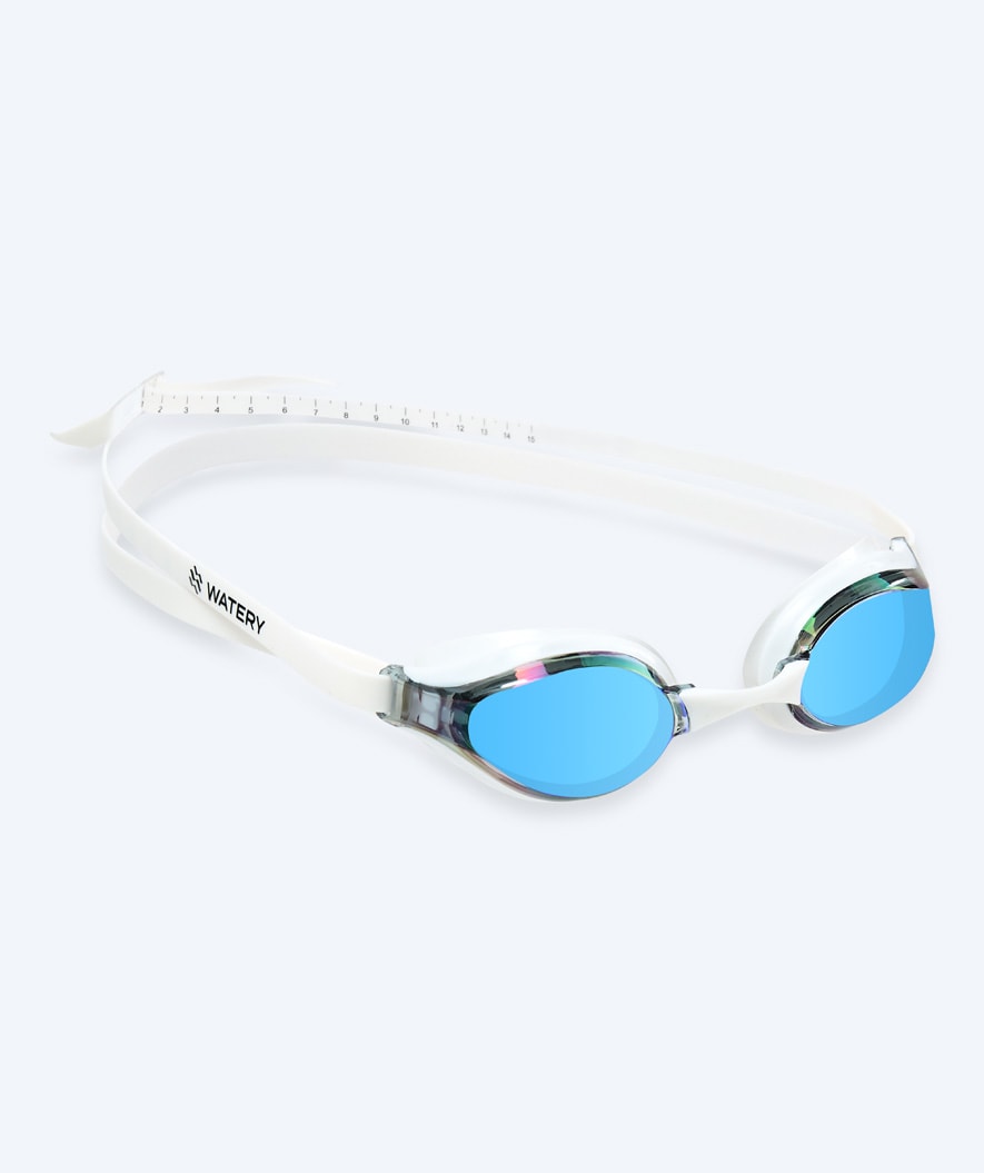Watery Elite Schwimmbrillen - Poseidon Mirror - Weiß/Blau