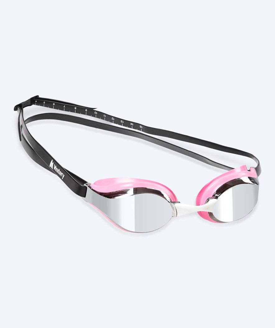 Watery Elite Schwimmbrille - Poseidon Mirror - Pink/silber