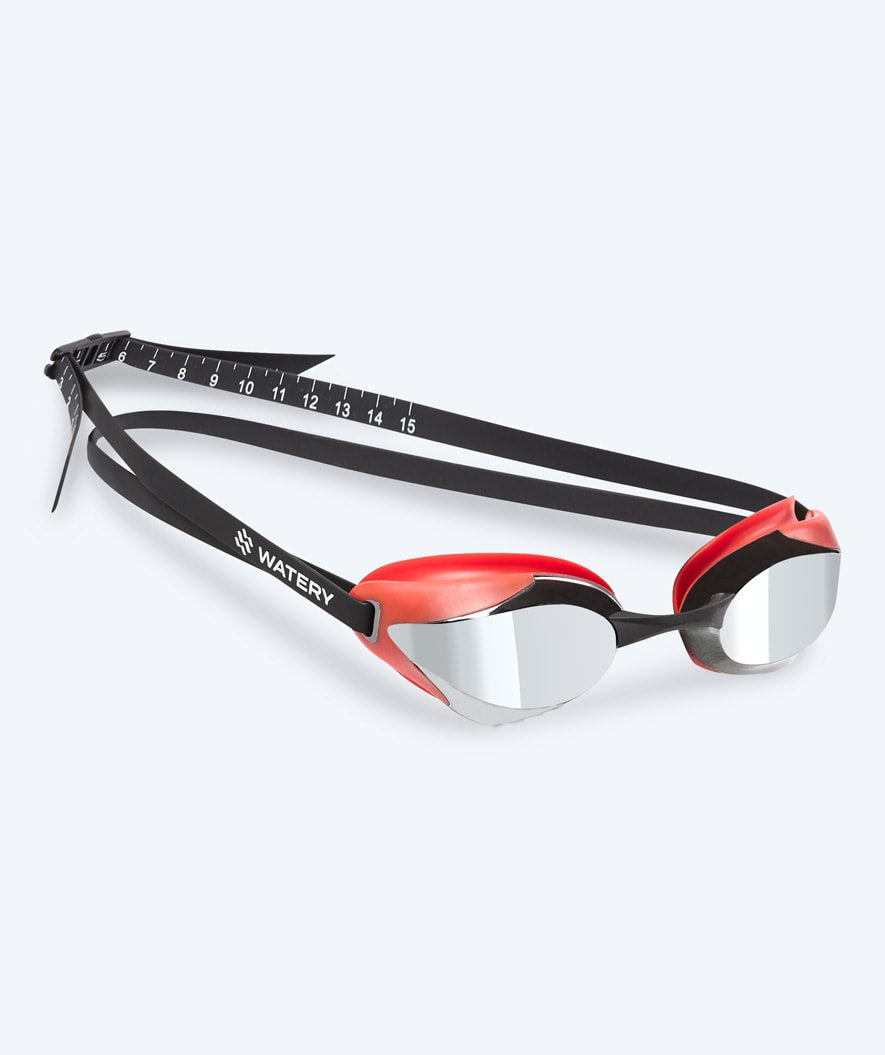 Watery Elite Schwimmbrille - Poseidon Ultra Mirror - Rot/Silber