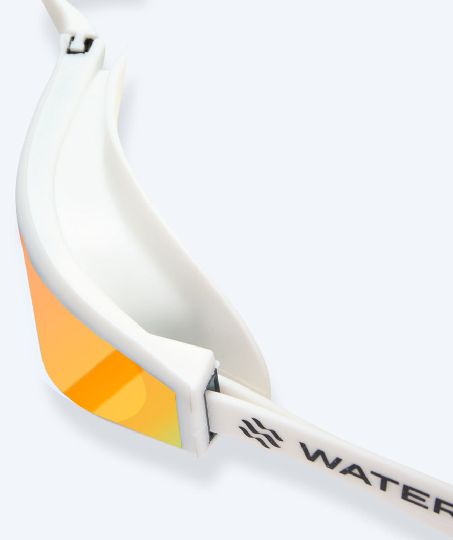 Watery Elite Schwimmbrillen - Storm Racer Mirror - Weiß/Gold